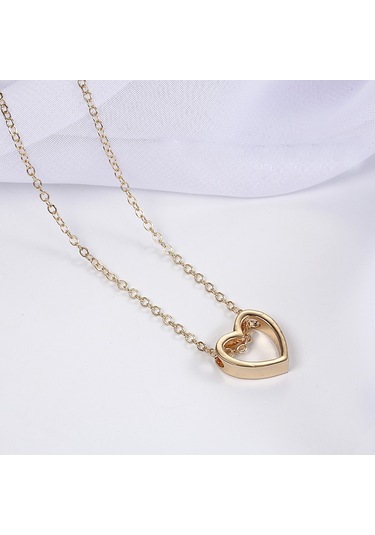 Moda Kolye Kalp Tasarım İçi Boş Basit Kolye Gümüş Çok Renkli