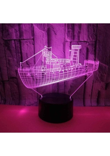 Szypzstore Çocuklar Için Tekne Desen Lambası 3d Gece Lambası, 16 Renk Değiştirme Ve Uzaktan Kumandalı 3d Illüzyon Lambası, Erkekler Ve Kızlar Için Doğum Günü Hediyesi V12syc Renkli