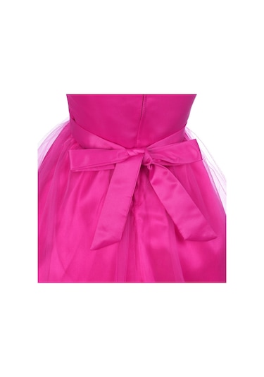 Kız Çocuk Pullu Payetli Abiye Elbise-Fuşya