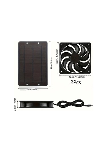 Dashanshop Siyah 10w 12v Güneş Enerjili Çift Fan Kümes Sera Dolap Hayvan Evi Pencere Havalandırma