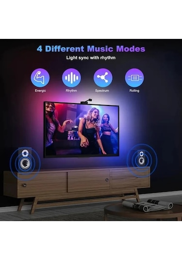 Honeybeeshop Usb Uyumlu Rgbıc Tv Sensörü 3.8m Usb5v Dizüstü Bilgisayar Lambası Rgb Tv Arka Işık Şeridi Ar Renk Sensörlü 3.81 5.0 Metre Uygulama Müzik Senkronizasyonu 139.7 215.9 Cm Ekranlar İçin