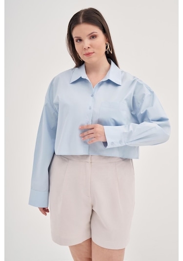 Crop Gömlek-1792 Açık Mavi