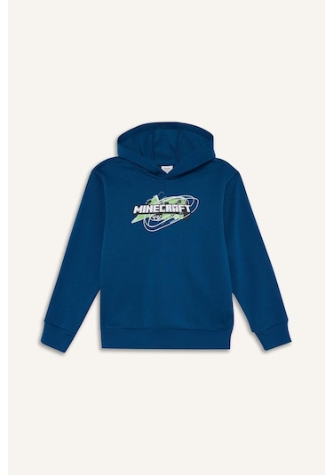 Defacto Erkek Çocuk Minecraft Kapüşonlu Sweatshirt G6915a825cwın101 İndigo-ın101 Defacto Erkek Çocuk Minecraft Kapüşonlu Sweatshirt G6915a825cwın101 İndigo-ın101