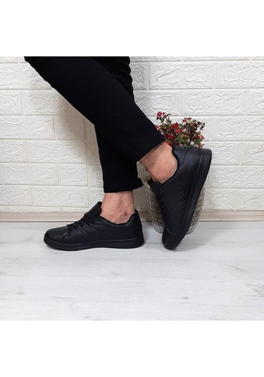 Bestof 041 Siyah-siyah Sneaker Düz Taban Spor Ayakkabı 001