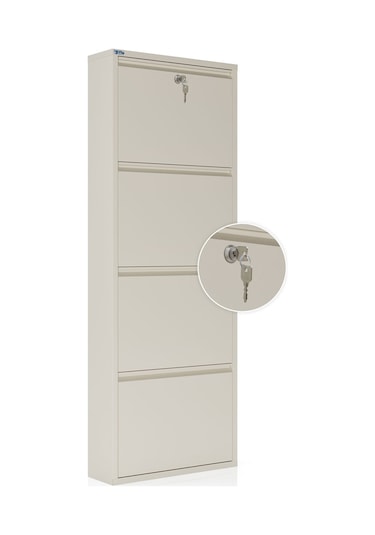 Ceha Kilitli 4'lü Metal Ayakkabılık Krem - K.AYK-4 /AB1013/KL Krem