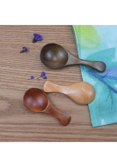 Dancemonkey 10 Adet Dayanıklı Geniş Ağızlı Kaşık Günlük Kısa Saplı Kaşık Seti Ahşap