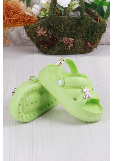 Fort Clx 6980 Plaj Deniz Havuz Terliği Hafif Rahat Esnek Kız Çocuk Terlik Yeşil