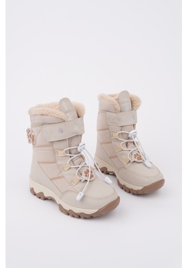 Muggo Tigger İçi Kürklü Bağcıklı Ve Cırtlı Kız Çocuk Bot Bej