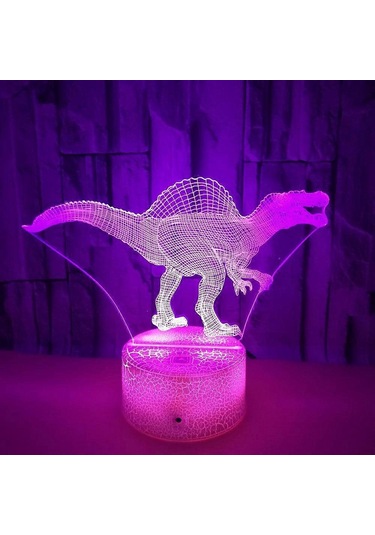 Gece Lambası 3d Lamba 7 Renk Değiştiren Led Gece Lambası Akıllı Dokunmatik Ve Uzaktan Kumandalı 3d Gece Işıkları Dinozor Spinosaurus