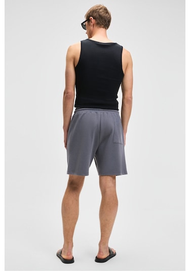 Grimelange TYRONE Erkek Beli Lastikli Arka Tek Cepli Relaxed Fit Gri Şort