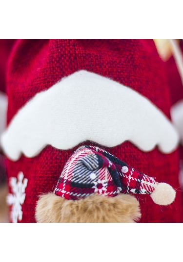 Qingmipy Noel Şarap Flaske Kılıfı, Santa Ve Kar Tanesi Desenli, Ayarlanabilir Kapanma, Noel Partisi Dekorasyonu, Hediye Çantası Kırmızı, 31 14cm