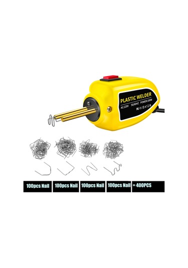 Mini 100w Plastik Kaynak Makinesi Sıcak Zımba Tampon Plastik Onarım Araba Yellow 400 Nails 220v Eu Plug