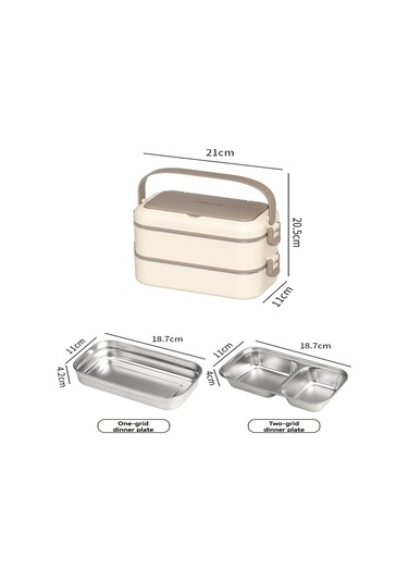 Xindoker 304 Paslanmaz Çelik Çift Katlı Isı Tutucu Yemek Kutusu, Su Enjeksiyonu İle Isınabilir, Sıvı Geçirmez, Çatal Kaşık Dahil, Kahverengi
