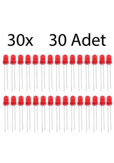 5mm Kristal Led Diyot Kırmızı Mantar Led 30 Adet