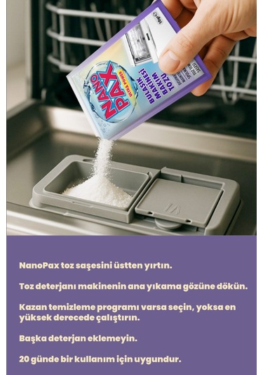 Bulaşık Makinesi Temizleyici Toz Bakım Saşesi 12 Adet X 10gr