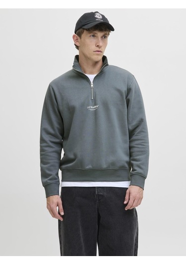 Jack & Jones Jjesoho Hn Noos Sweat Fermuarlı Yarım Yaka Erkek Sweatshirt Gri