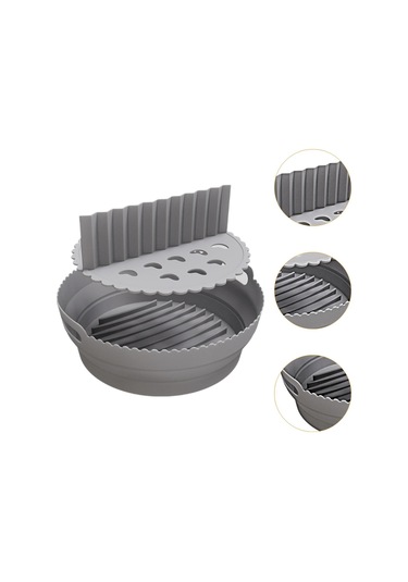 Homyl Katlanabilir Silikon Hava Fritöz Astarı Yedek Yuvarlak Bölücülü Gri