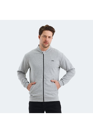 Slazenger VLAD Erkek Cepli Fermuarlı Gri Sweatshirt