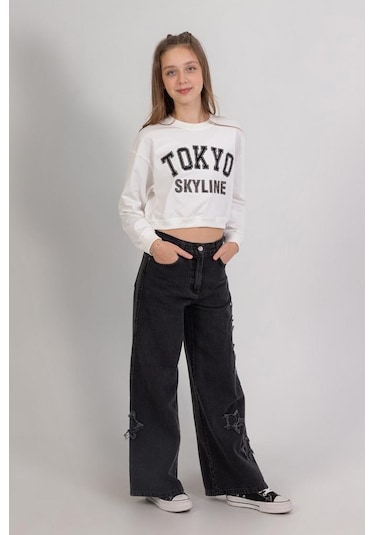 Dmb Kids Dmb Kız Yıldızlı Kot Pantolon 25ydmb9780 Siyah