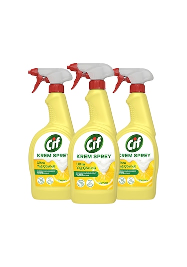 Cif Yüzey Temizleyici Krem Sprey Ultra Yağ Çözücü 3 x 750 ML