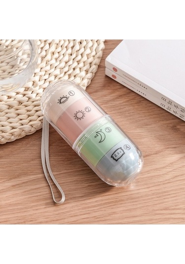 Dancemonkey Gökkuşağı Kapsül Mühür Seyahat Hap Kutusu, 360 Döndürme Zaman İstemi Renkli Mühür Kutu Çok Renkli