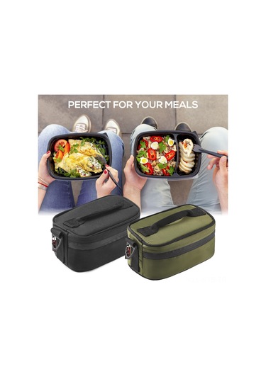 Symbee Siyah Isı Ve Soğuk Saklama Çantası - Poliester + Alüminyum Folyo İçli, Okul/iş/piknik İçin Taşınabilir Yemek Çantası 18x10x10 Cm Siyah