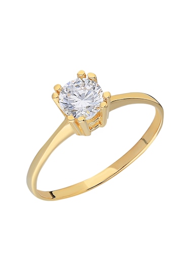 Chavin 0.75 Carat Tek Taş Sarı Altın Yüzük Br17