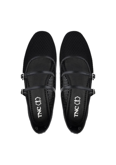 Tamer Tanca Kadın Deri & Tekstil Siyah Babet Ayakkabı 889 103 Bn Ayk Y25 Sıyah Fıle Siyah