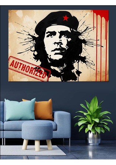 Che Guevara Portre Grafiti Dekoratif Kanvas - Mdf Ahşap Tablo