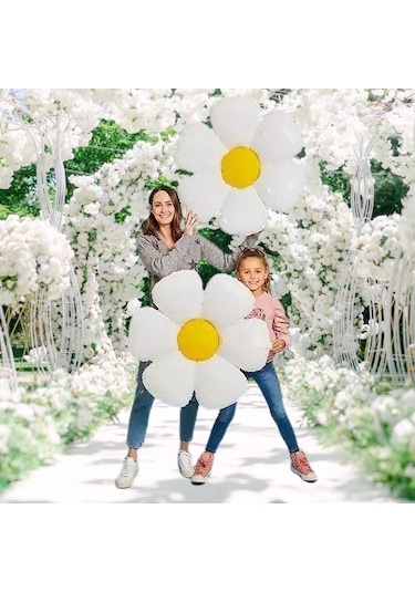 Folyo Balon Papatya Görselli 50x40 +71x71 2 Boy 2 Li Paket Doğum Günü Süsü Çok Renkli