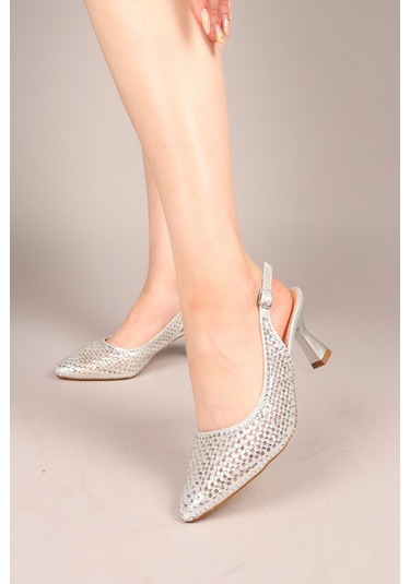 Dova Lazerli Taş Baskılı Stiletto Gümüş-8091 Gümüş