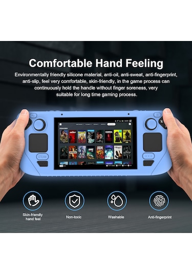 Steam Deck Oyun Denetleyicisi İçin 4 Adet Anahtar Kapaklı Yumuşak Silikon Koruyucu Kapak Kılıfı Parlak Mavi