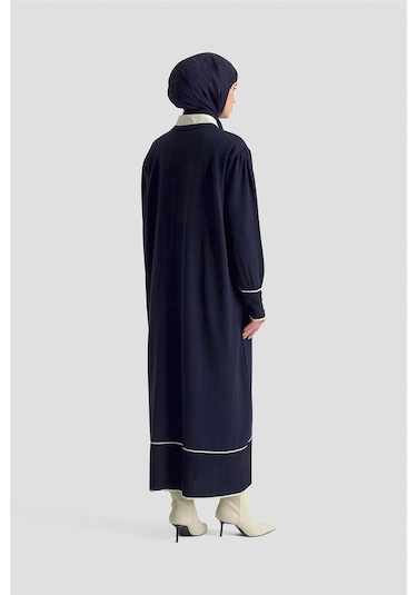 Armine Fularlı Triko Elbise 25ktd955 Lacivert Lacivert
