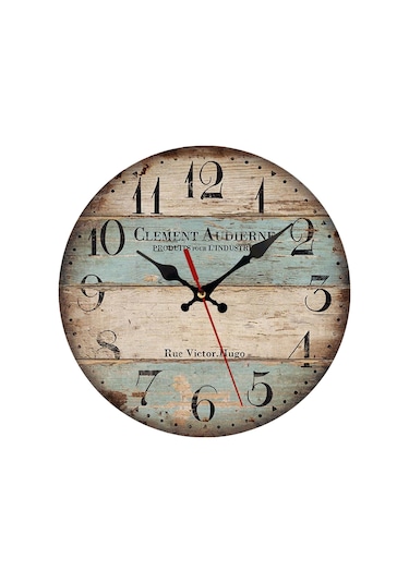 Homyl Ahşap Duvar Saati 12 Inç Dekoratif Kuvars Saatler Yatak A A