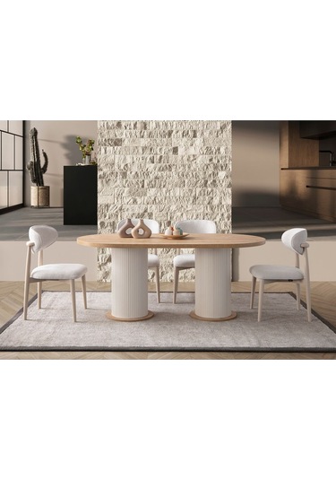 Minima Modern Yemek Masası 4 Sandalye Takım Ahşap