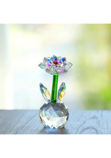 Yaleker Renkli Ayçiçeği Desenli Kristal Güneş Yakalayıcı - Dekoratif Ve Hediyelik