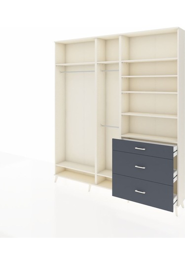 Arges Dolap 9 Raflı 3 Çekmeceli 3 Askılı 220x30x243 Aytaşı-aytaşı/antrasit Aytası/antrasıt
