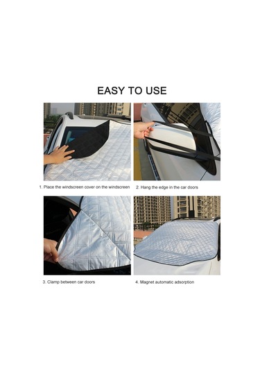 Dianziye Araç Cam Koruyucu Örtü - Peva Aluminyum Folyo + Pamuk, 142x120cm, Dört Mevsim Kullanıma Uygun, Toz Ve Güneşten Koruma, Kışta Kar Engeli