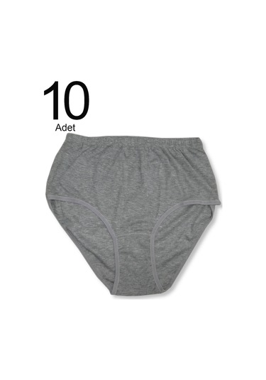 Bonbonetti Kadın Gri 10'Lu Paket Pamuklu Ribana Bato  Gri Kadın Külot Gri