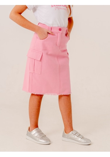 Kız Çocuk Kargo Keten Etek 2959 Pembe