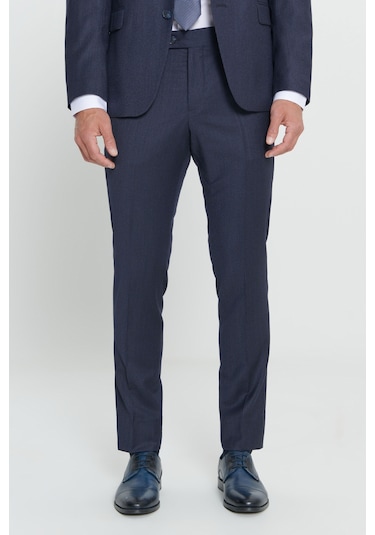 Erkek Lacı Slim Fit Dar Kesim Kırlangıç Yaka %100 Yün Çizgili Takım Elbise Lacı