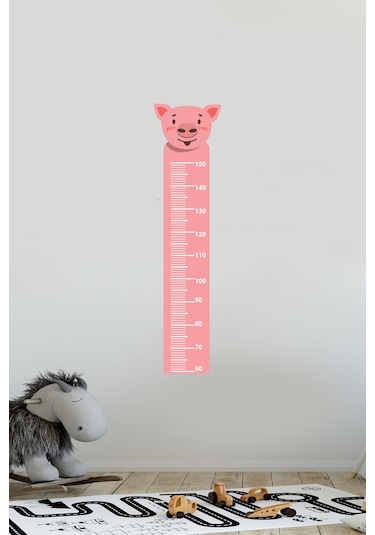 Sevimli Domuz Temalı Boy Ölçer Duvar Sticker