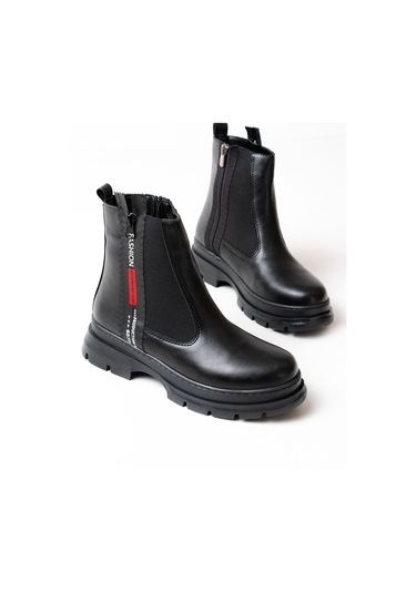 Asm-086 Siyah Fashion Aksesuarlı Fermuarlı Günlük Kadın Bot Beyaz