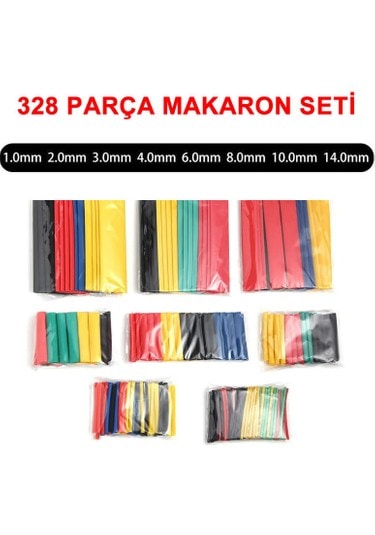 Dğer Isıyla Daralan Makaron Seti 328 Parça Renkli