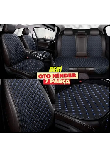 Citroen Ds4 Koltuk Deri Minderi 7 Parça Ön Ve Arka Oturak Sırt Dayama Minder Siyah-mavi 1 Set