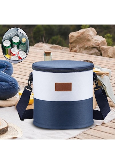 Suntek Yalıtımlı Soğutucu Çanta Park Günlük Geziler Piknik Beyaz - Mavi