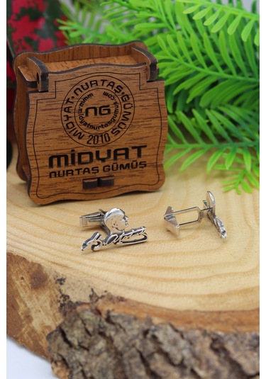 Midyat Nurtaş Gümüş Mustafa Kemal Atatürk 925 Ayar Gümüş Kol Düğmesi