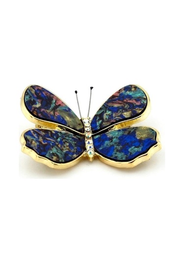 Solfera Renkli Kanatlı Kelebek Parlak Zirkon Taşlı Rozet Broş Rz158