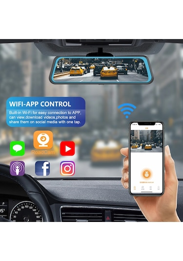 Premium Mb-5200 Wifi Ultra Hd 4k 10 İnç Ayna Kamera Wifi+gps