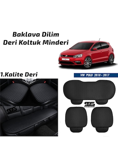 Volkswagen Polo 2010-2017 Siyah Deri Oto Koltuk Minderleri